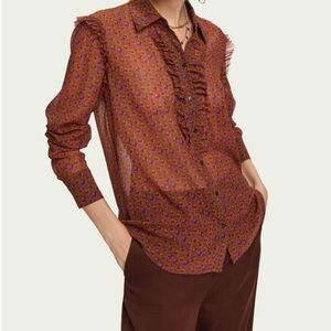 Maison Scotch Vibrant Floral Sheer Blouse